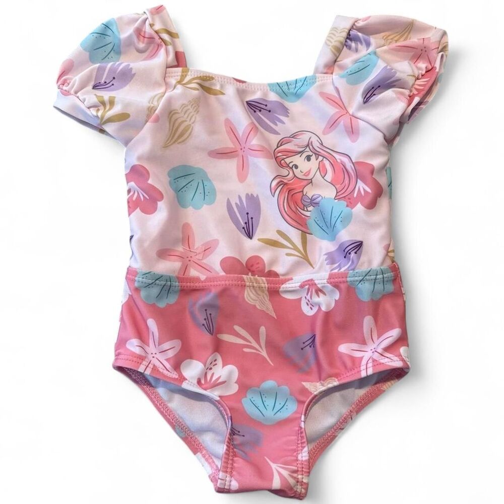 Disney Ariel The Little Mermaid Girls One Piece Swimsuit 12 Months Pink Beach Sw